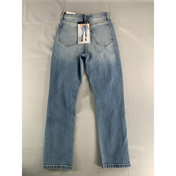 Cello Jeans Womens 00 23 Blue Super High Rise Mom Fit Distressed Denim Authentic - Picture 2 of 13